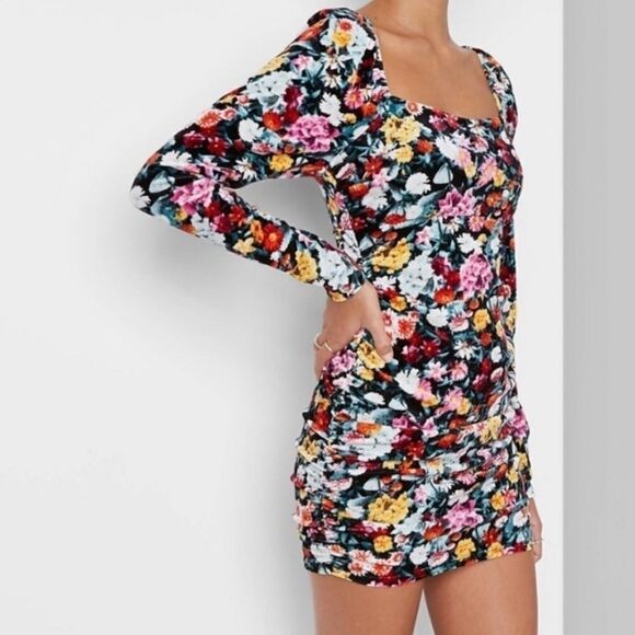 Wild Fable Multi Color Floral Velvet Mini Dress - Picture 1 of 7